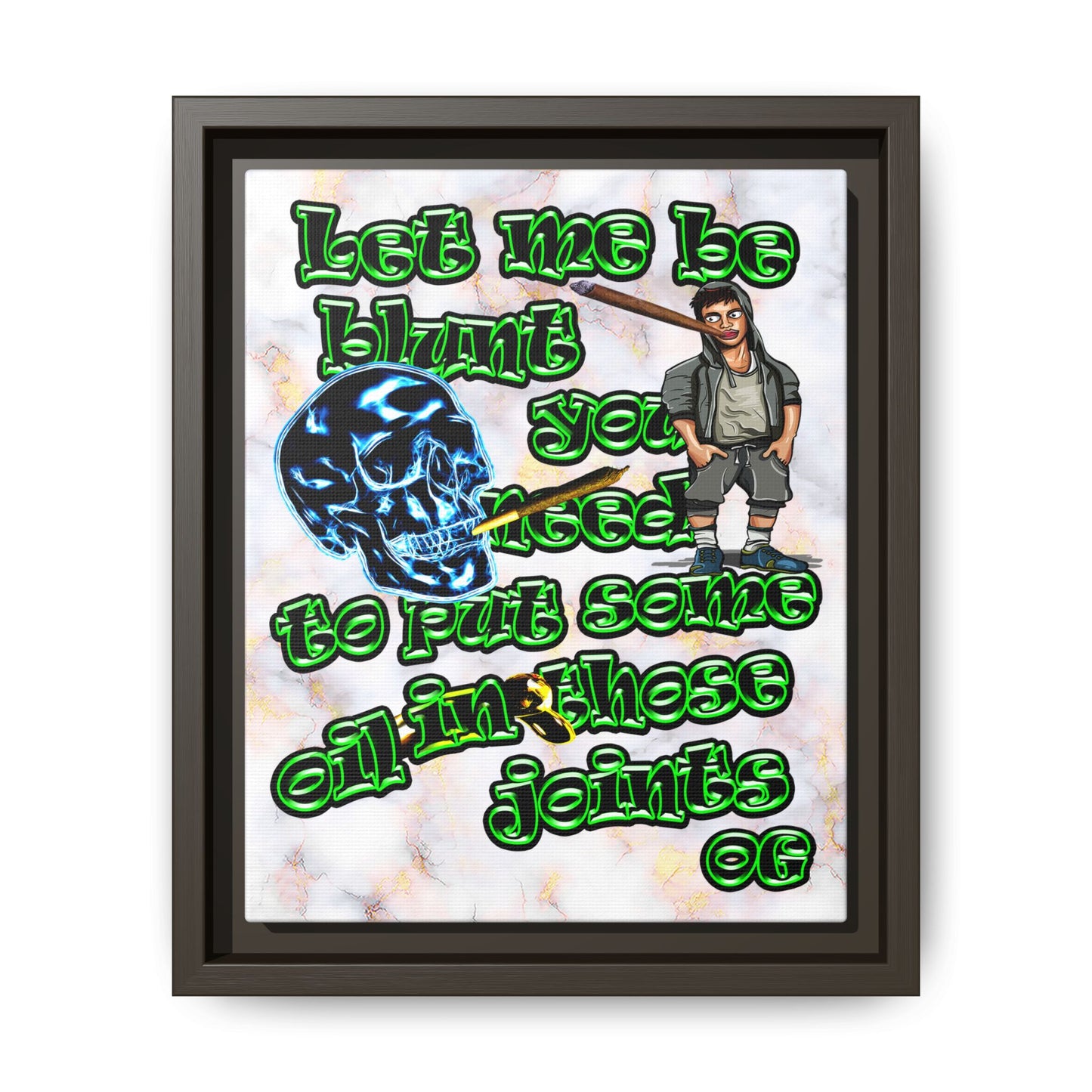 og - framed canvas art (white marble)