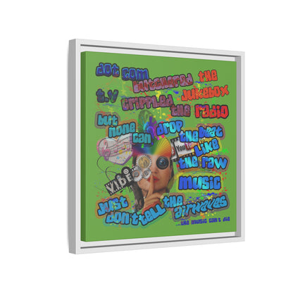 drop the beat - framed canvas art (green)