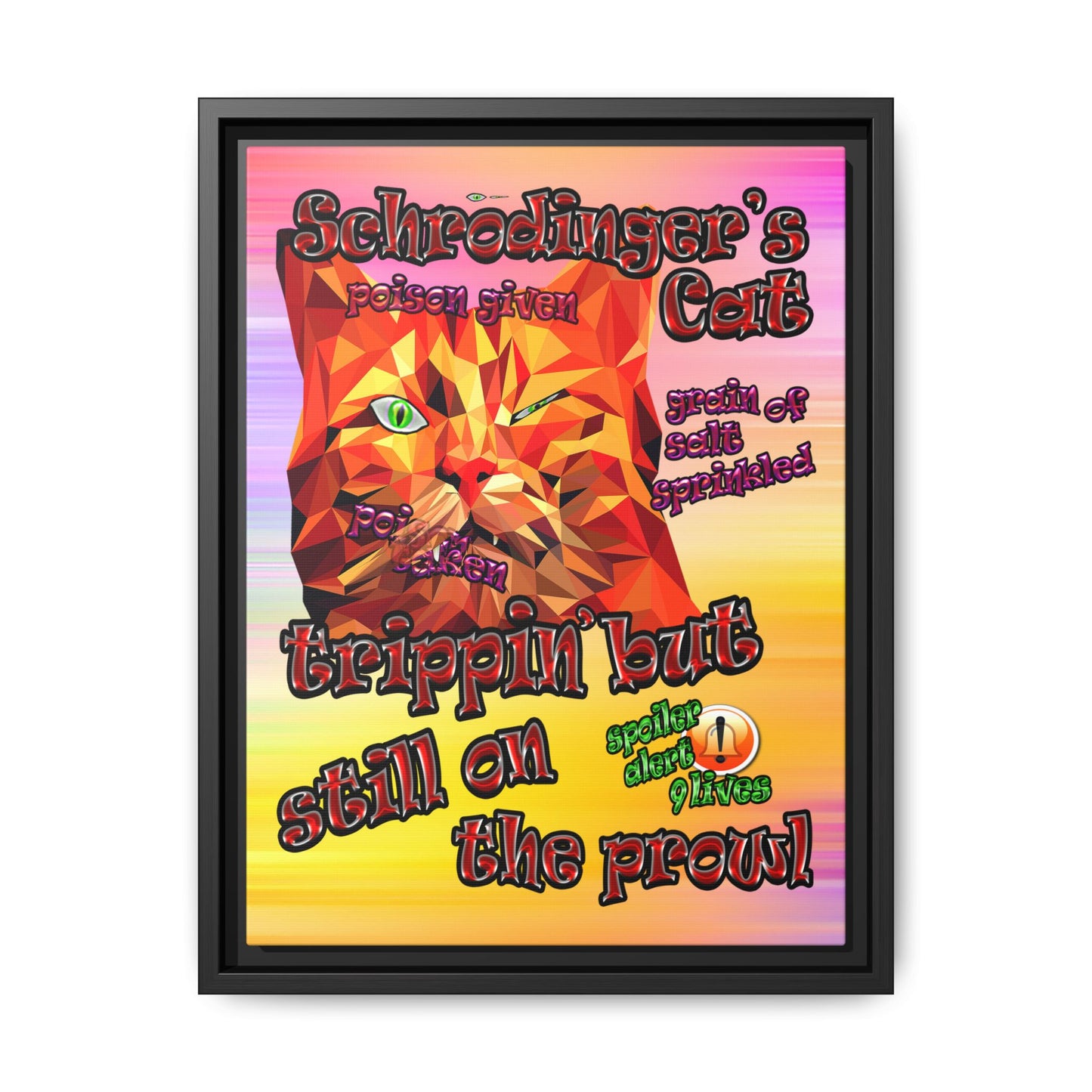 schrodinger's cat - framed canvas art (color blur)