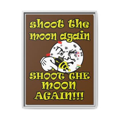 shoot the moon again - framed canvas art (brown)