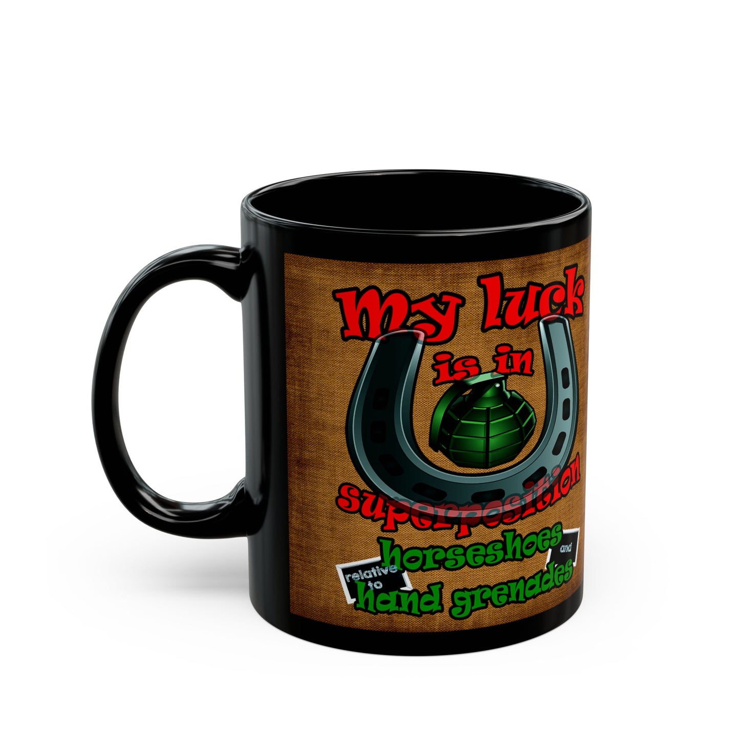 my luck - Black Mug (brown papyrus)