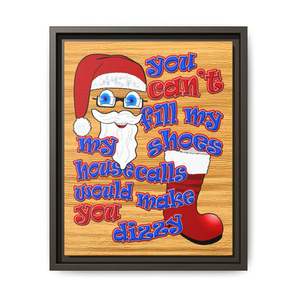santa's shoes - framed canvas art (butterscotch wood finish)