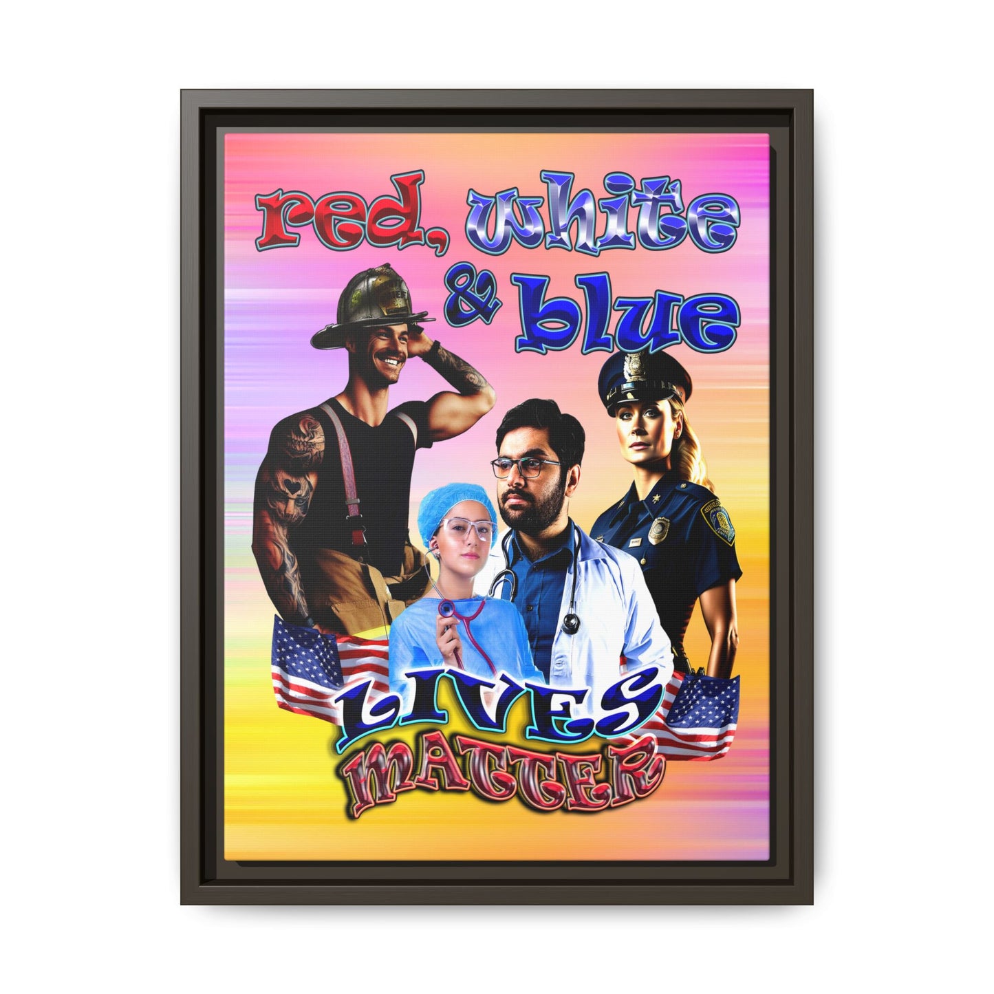 rw&b lives matter - framed canvas art (color blur)