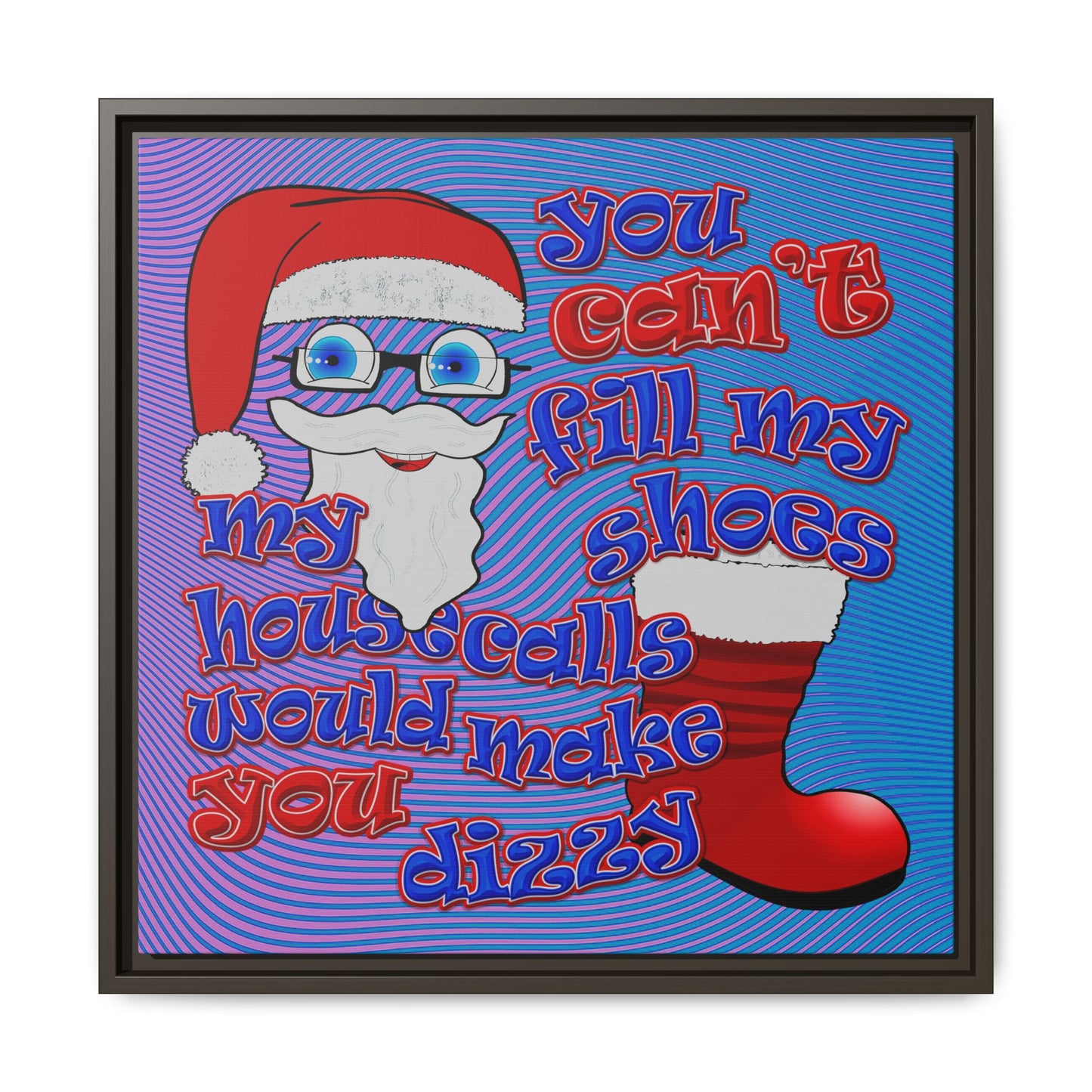 santa's shoes - framed canvas art (light blue-purple wave)