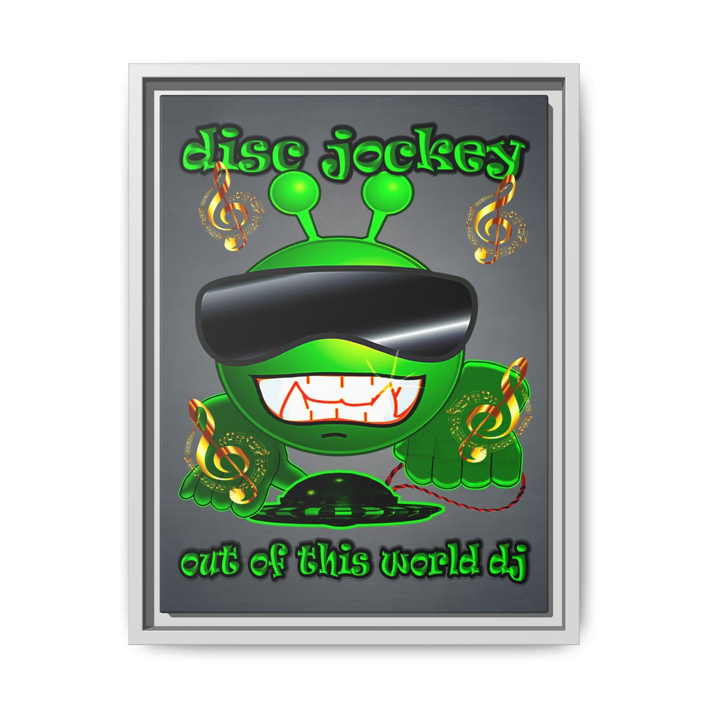 disc jockey - framed canvas art (grey-light grey)