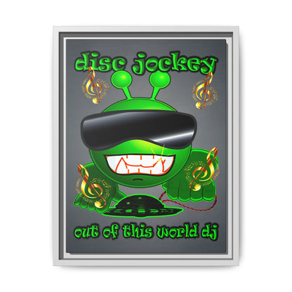 disc jockey - framed canvas art (grey-light grey)