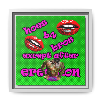 hoes b4 bros - framed canvas art (logo green)