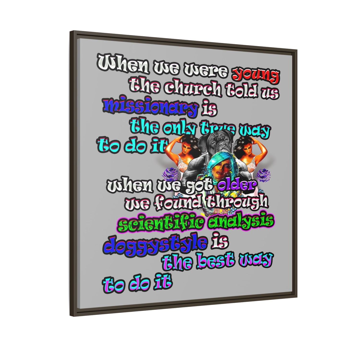 doggystyle - framed canvas art (light grey)