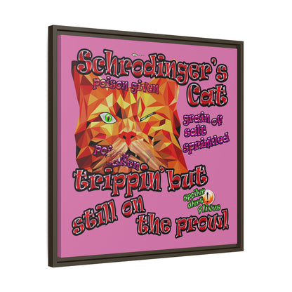 schrodinger's cat - framed canvas art (light pink)