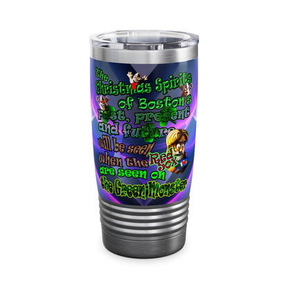 christmas spirits of boston - Ringneck Tumbler, 20oz (grey-pink wave)