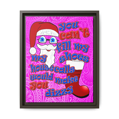 santa's shoes - framed canvas art (pink swirl)