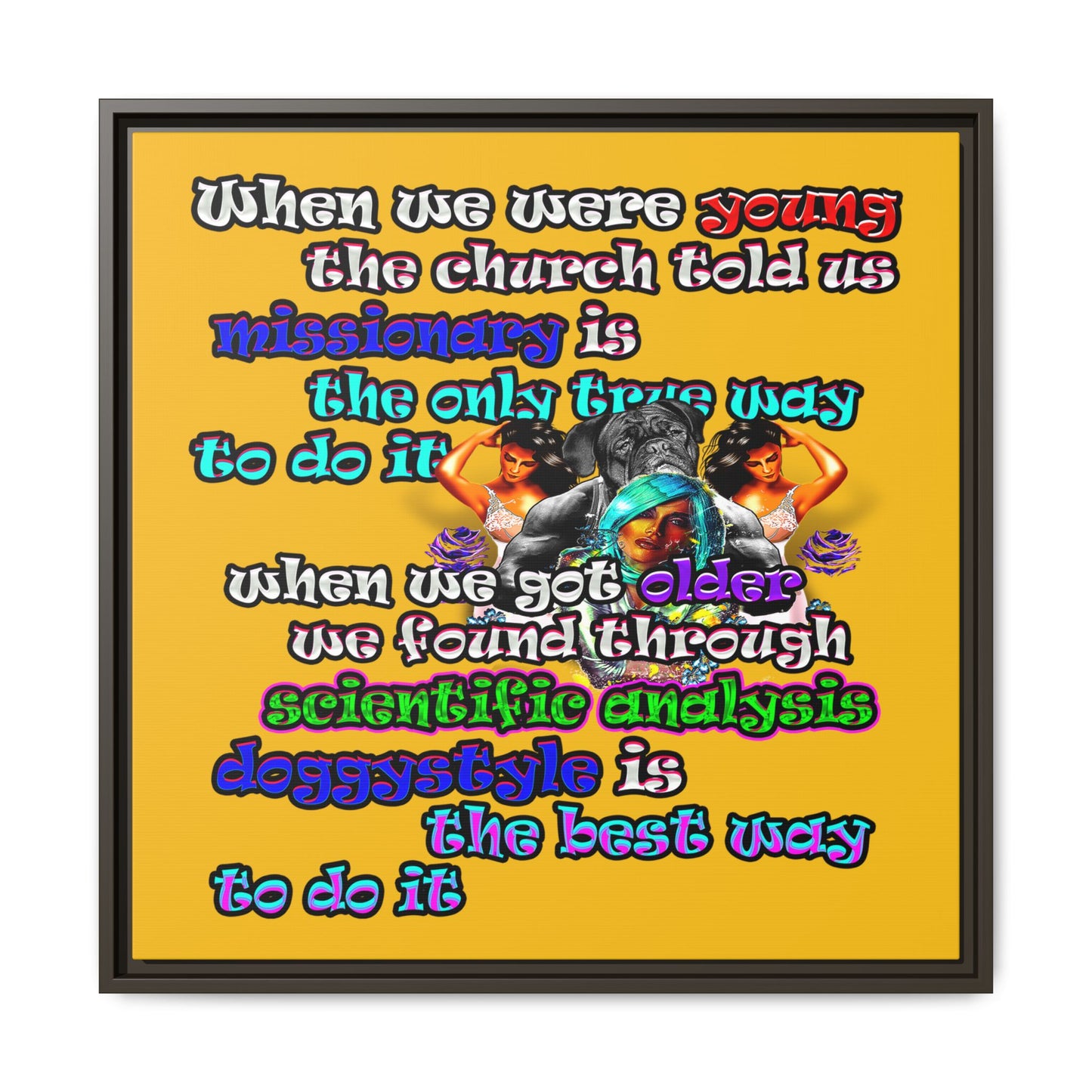 doggystyle - framed canvas art (yellow)