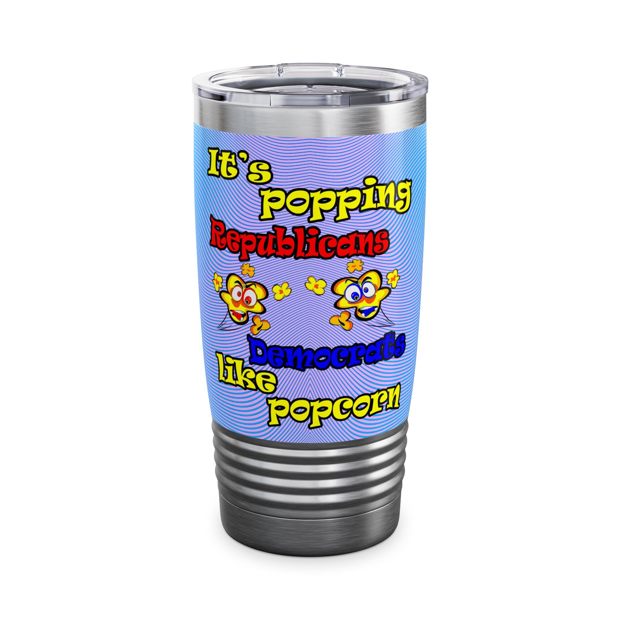 popping like popcorn - Ringneck Tumbler, 20oz (light blue-purple wave)