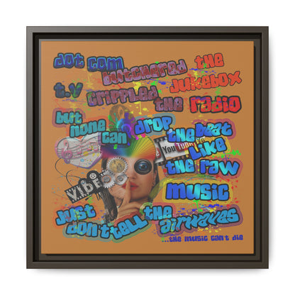 drop the beat - framed canvas art (light brown)