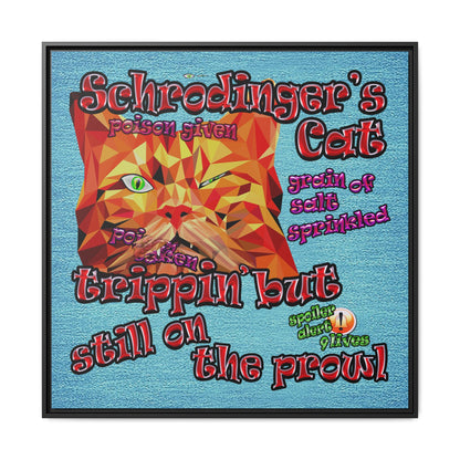 schrodinger's cat - framed canvas art (faded blue)
