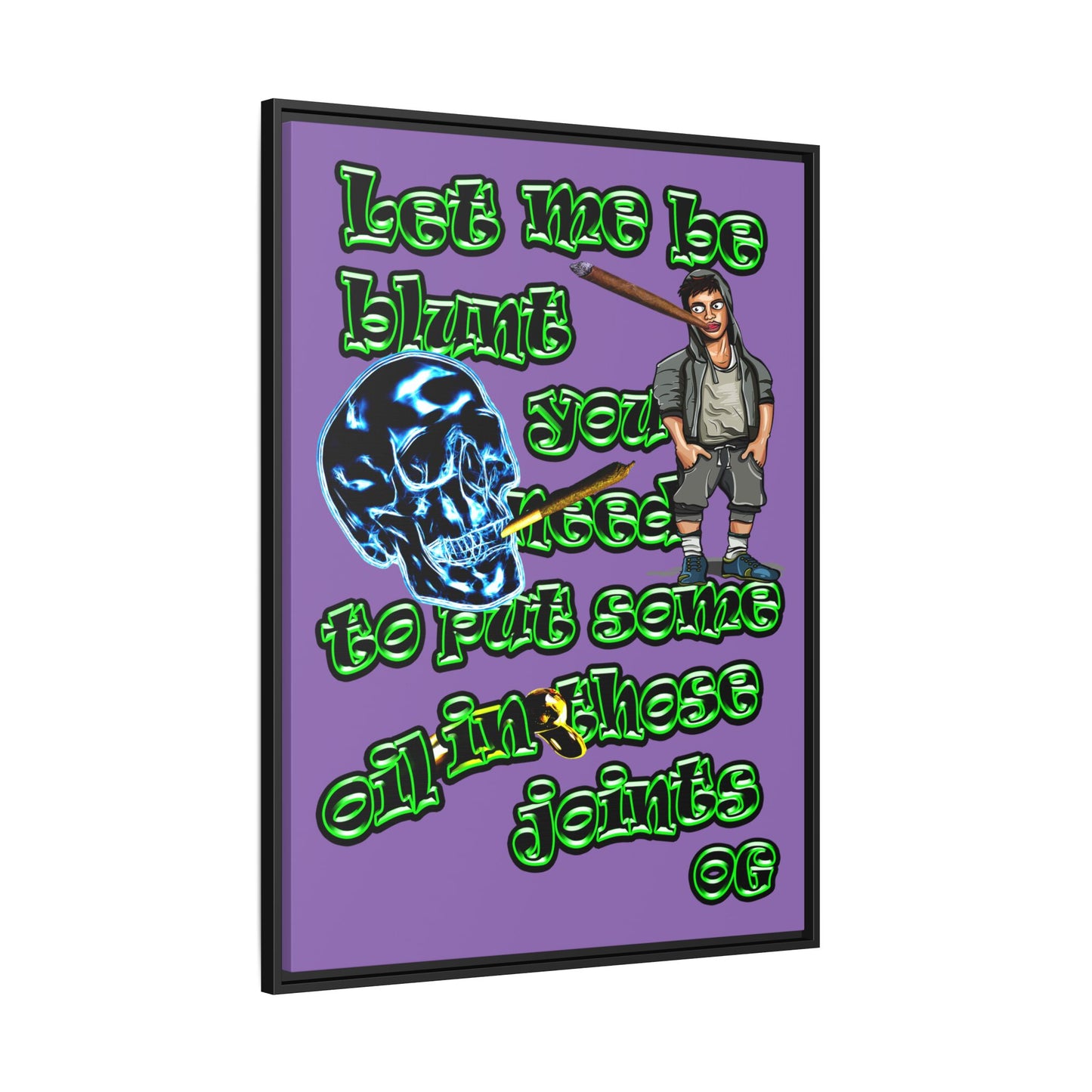 og - framed canvas art (light purple)