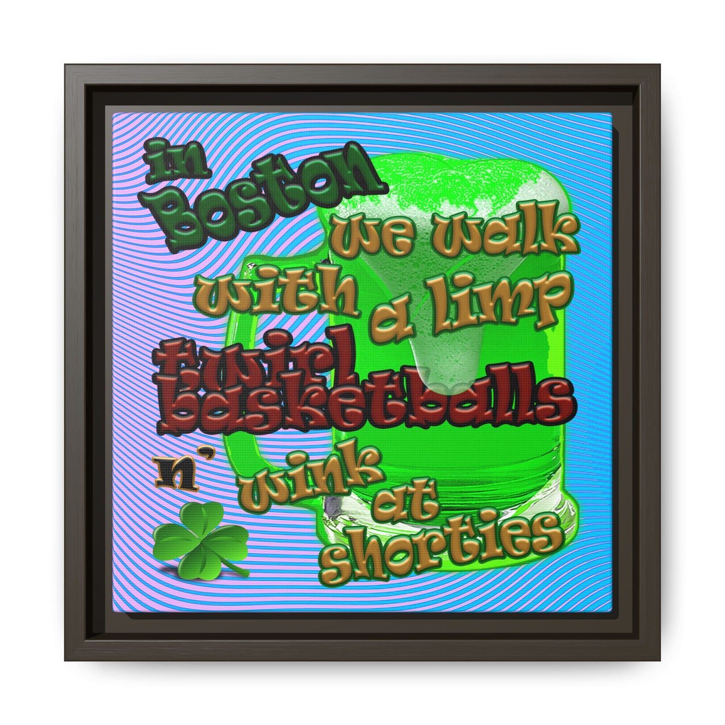 celtics logo - framed canvas art (light blue-purple wave)