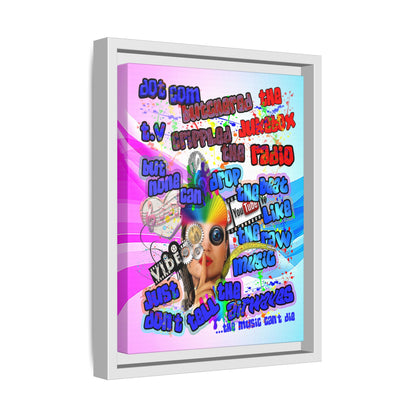 drop the beat - framed canvas art (light blue-pink wave)