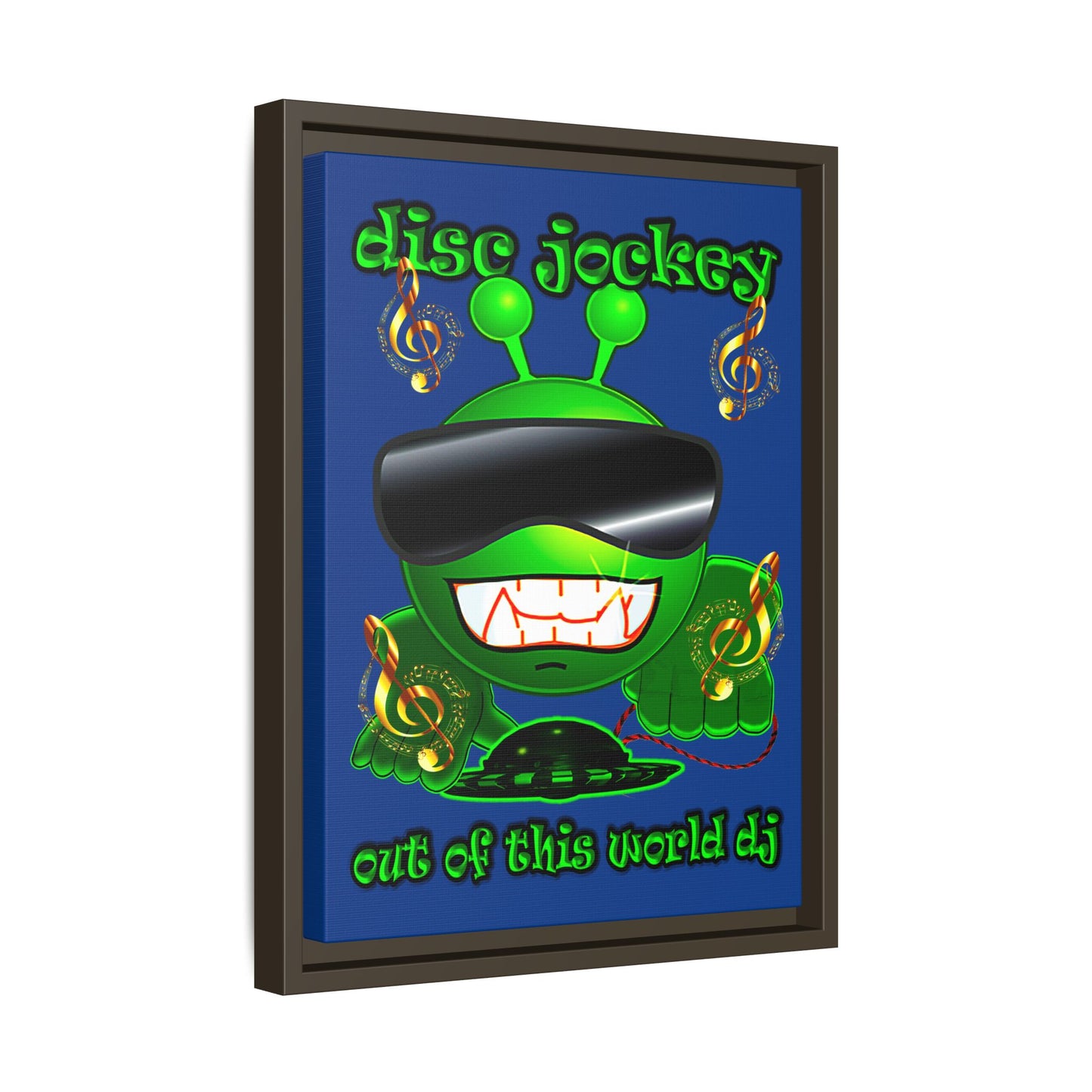 disc jockey - framed canvas art (dark blue)