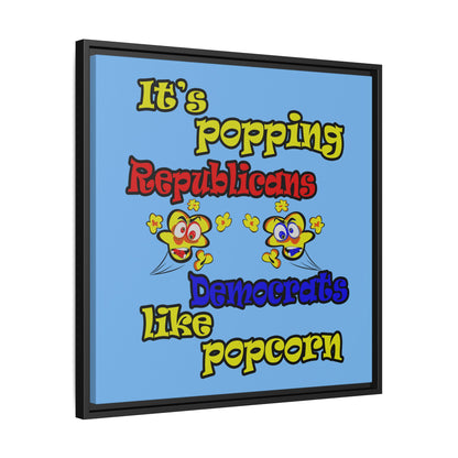 popping like popcorn - framed canvas art (light blue)