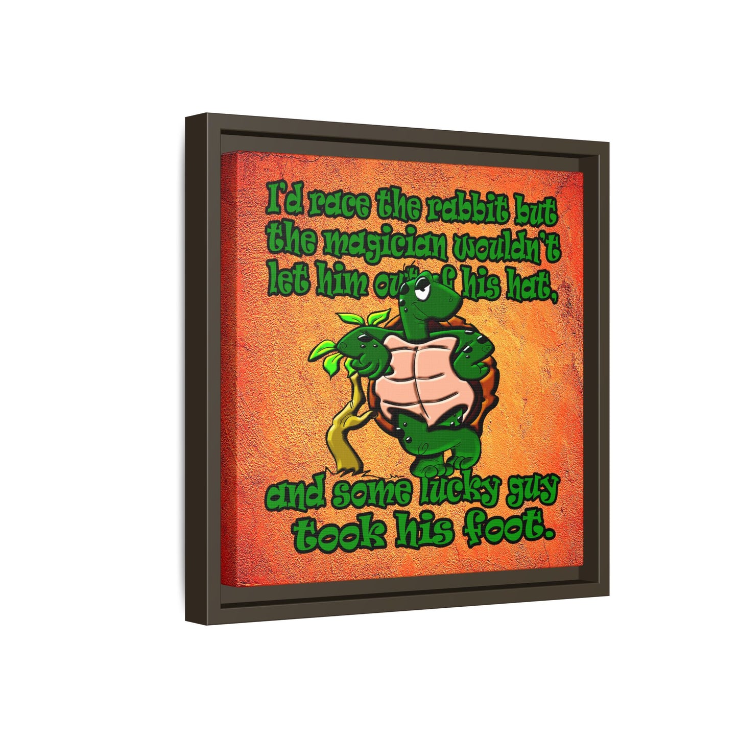turtle race - framed canvas art (burnt orange)