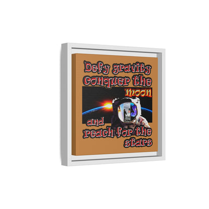 defy conquer reach - framed canvas art (light brown)