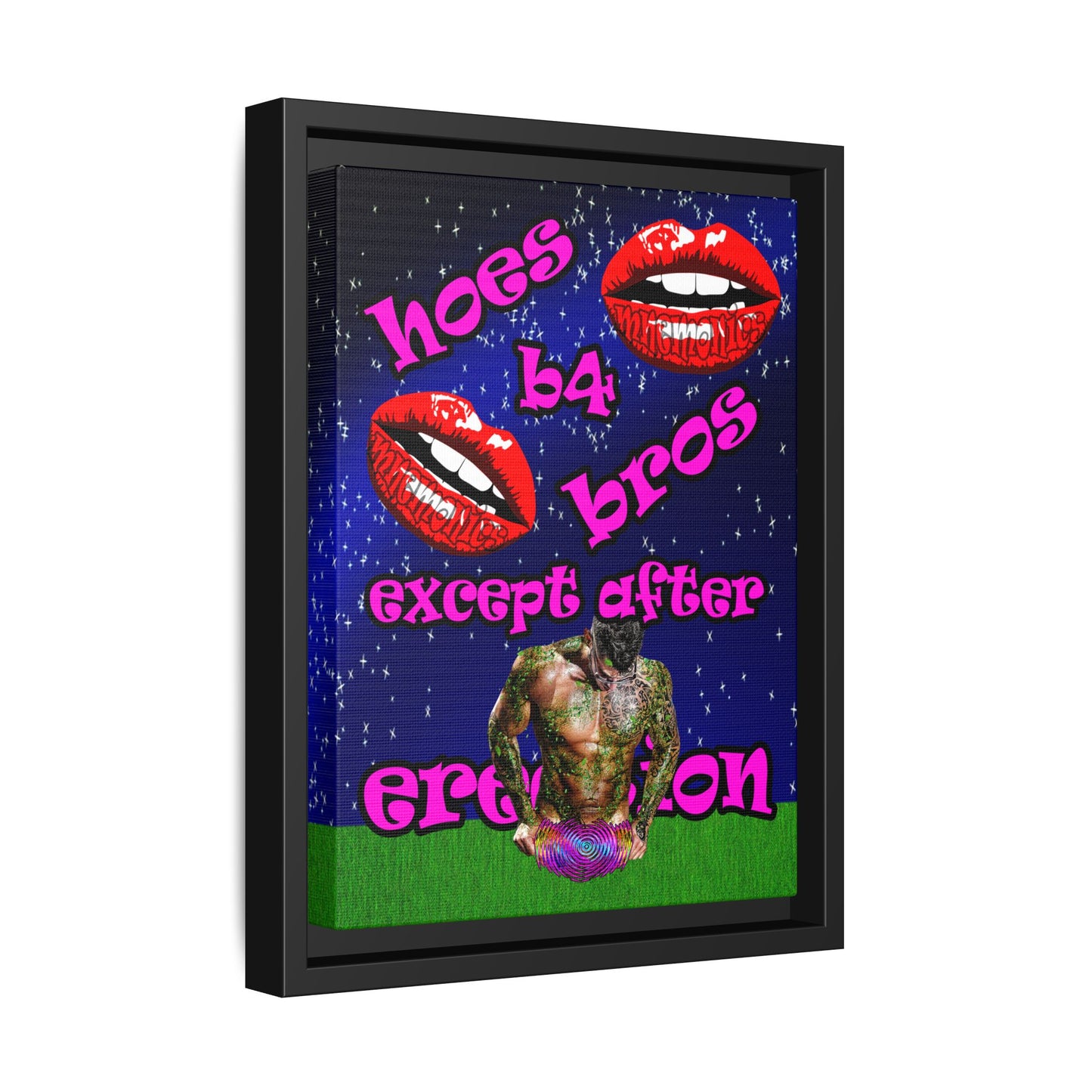 hoes b4 bros - framed canvas art ('snoops' background)