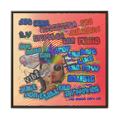 drop the beat - framed canvas art (yellow-orange wave)