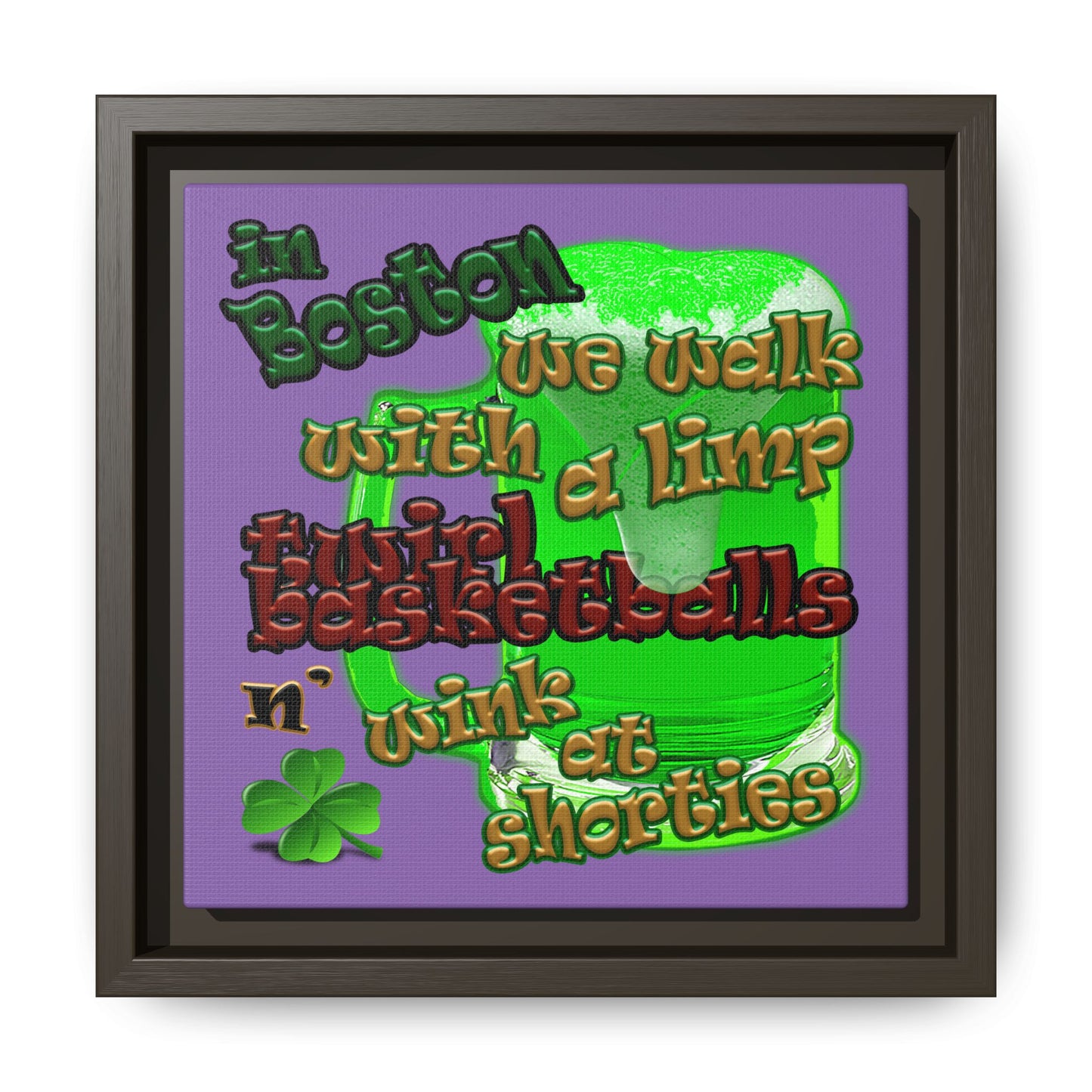 celtics logo - framed canvas art (light purple)