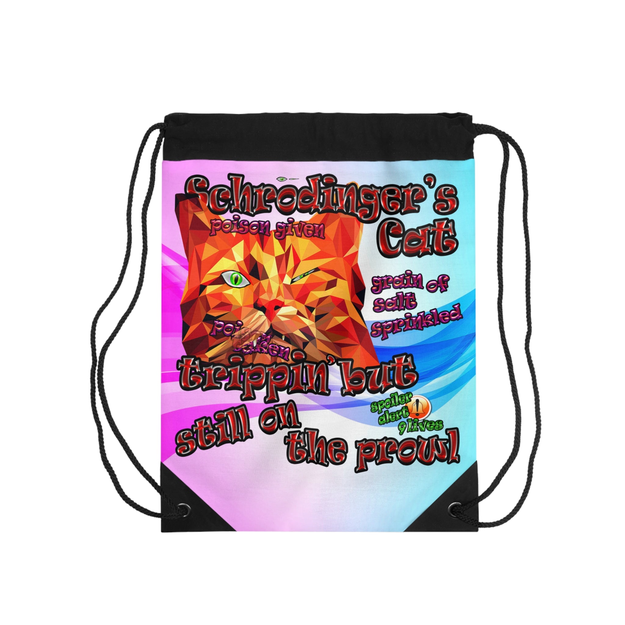 schrodinger's cat - Drawstring Bag (light blue-pink wave)