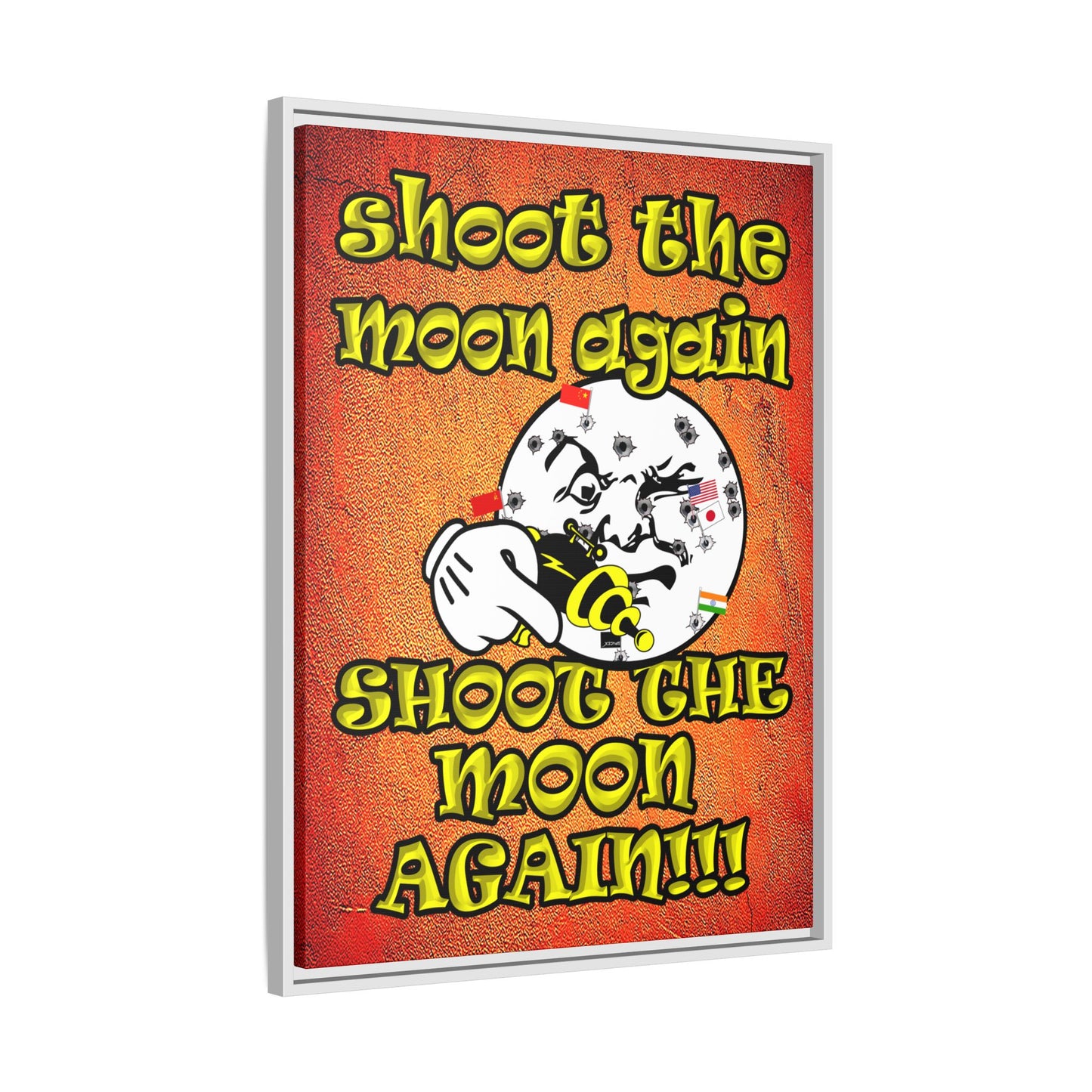 shoot the moon again - framed canvas art (burnt orange)