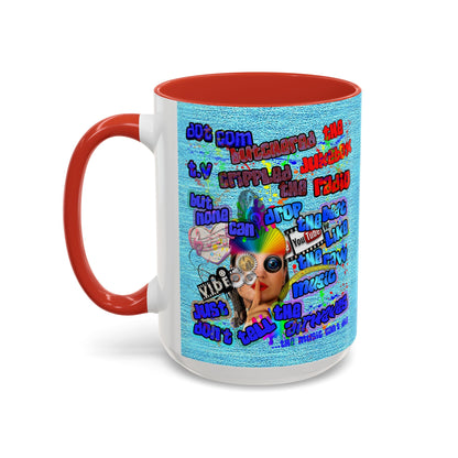 drop the beat - Accent Mug (faded blue)