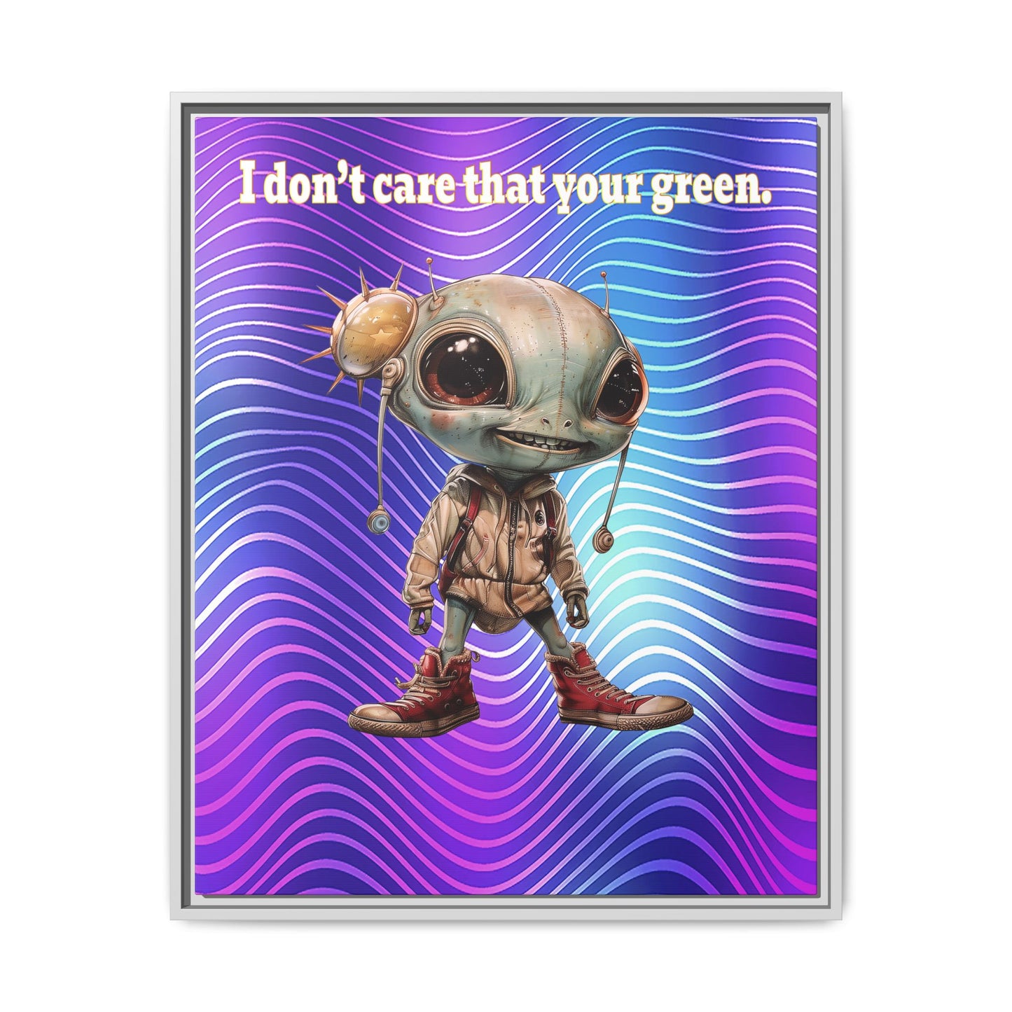 I don't care that your green - framed canvas art (purple wave)