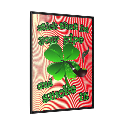 stick that in your pipe and smoke it - framed canvas art (yellow-orange wave)