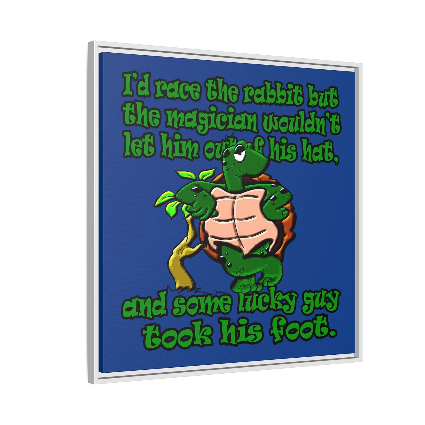 turtle race - framed canvas art (dark blue)