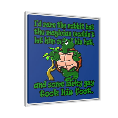turtle race - framed canvas art (dark blue)