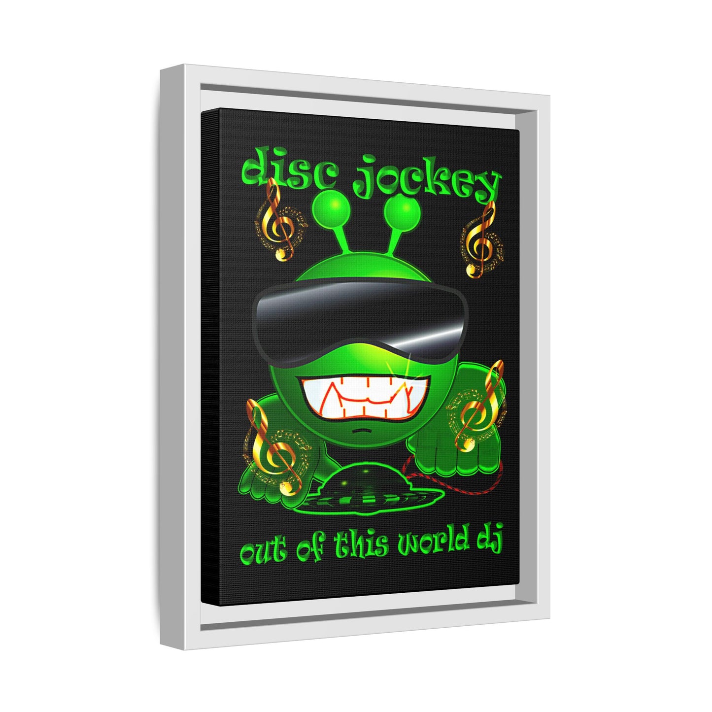 disc jockey - framed canvas art (black)