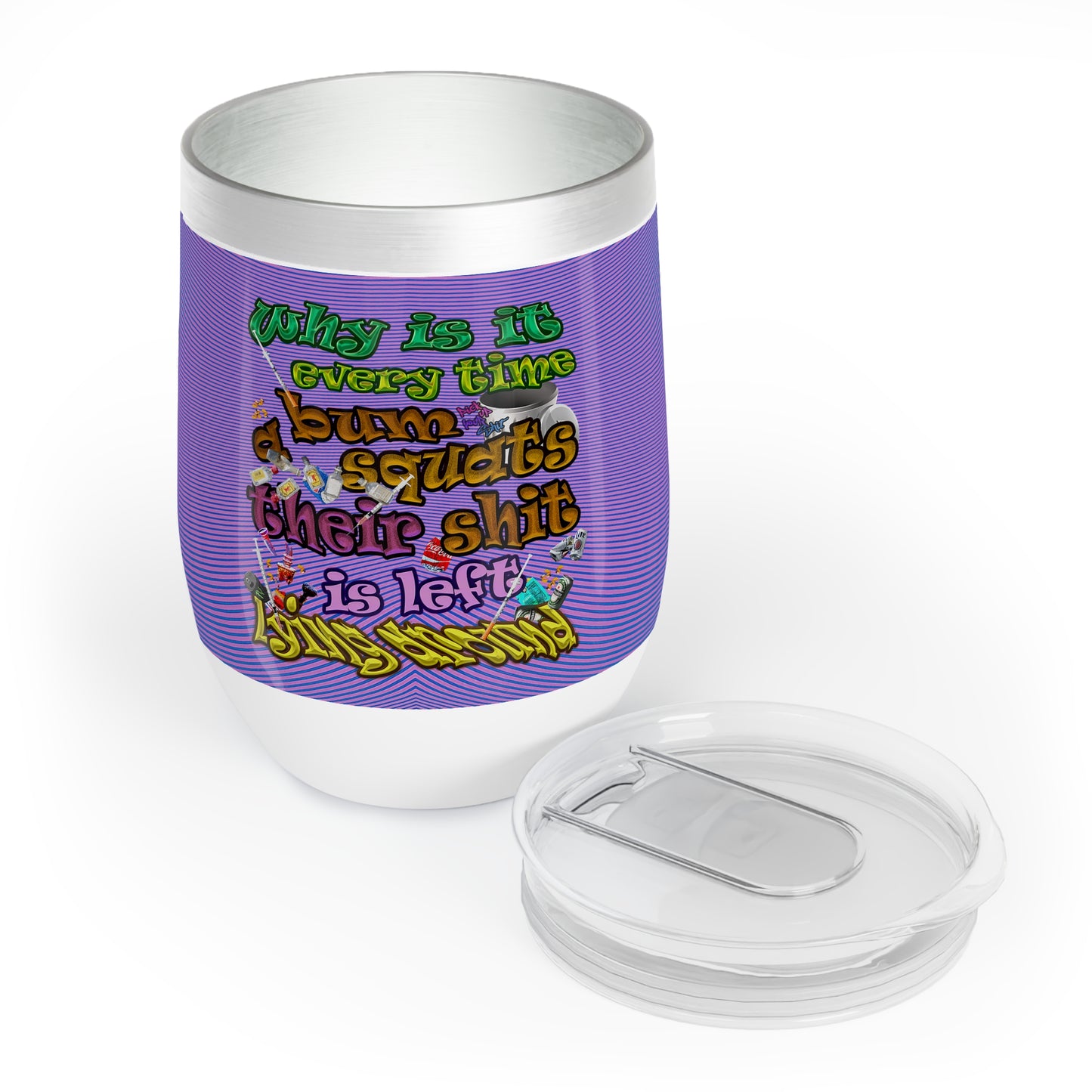 the bum's shit - Chill Wine Tumbler (light blue-purple wave)