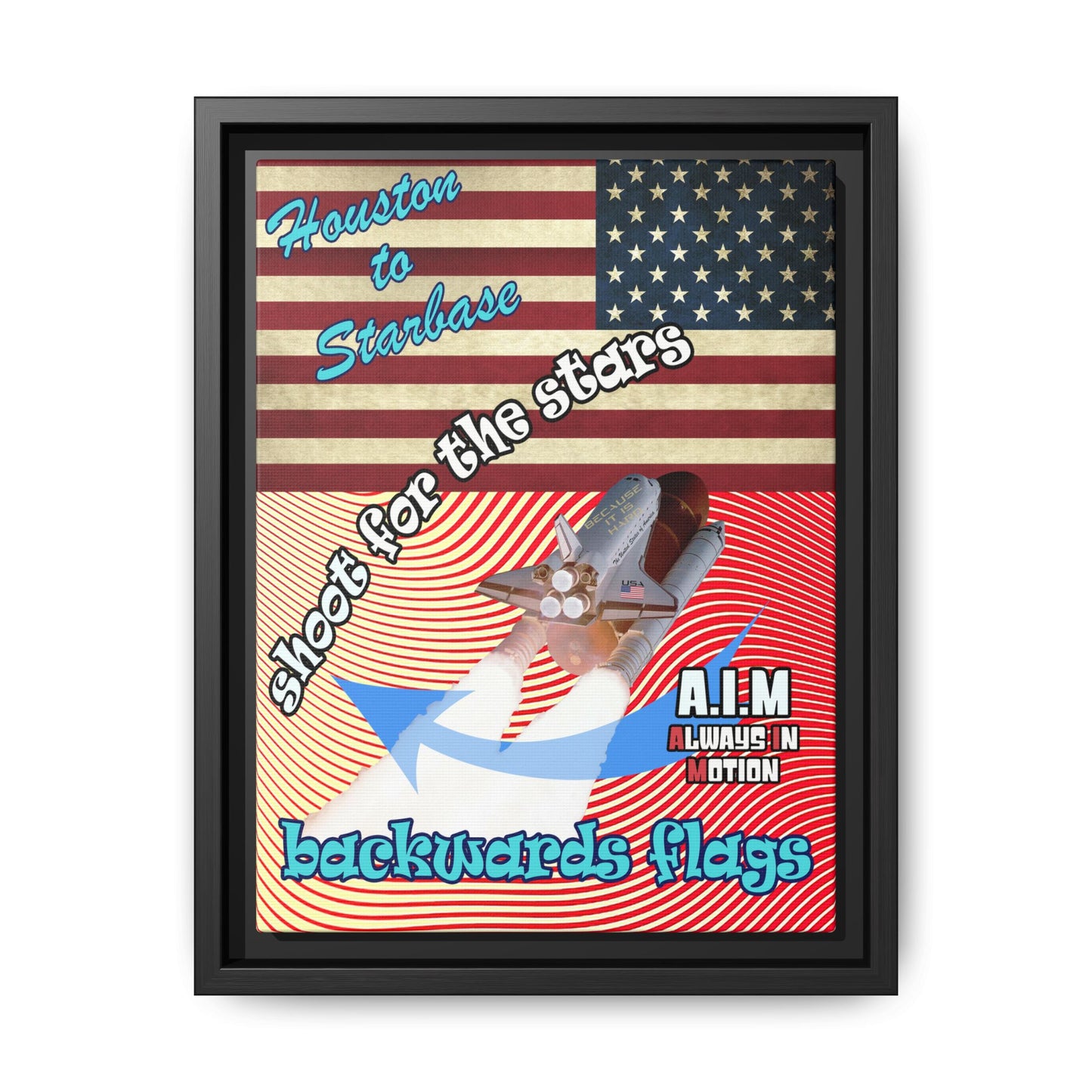 shoot for the stars - framed canvas art (yellow-orange wave)