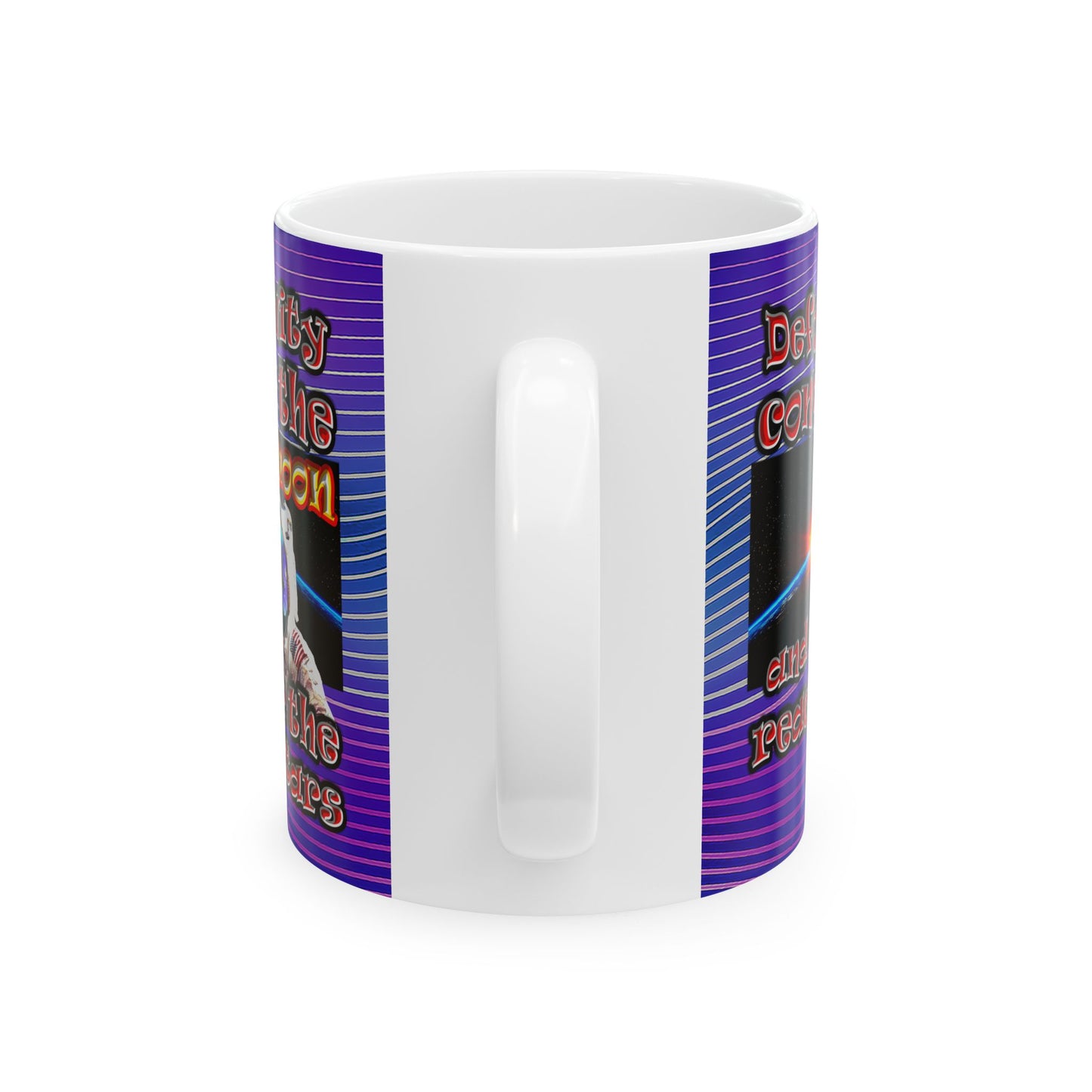defy conquer reach - White Mug (purple wave)
