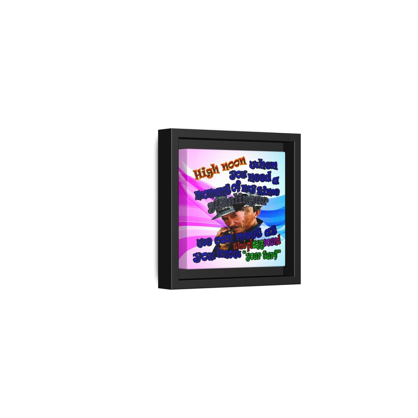 high noon - framed canvas art (light blue-pink wave)