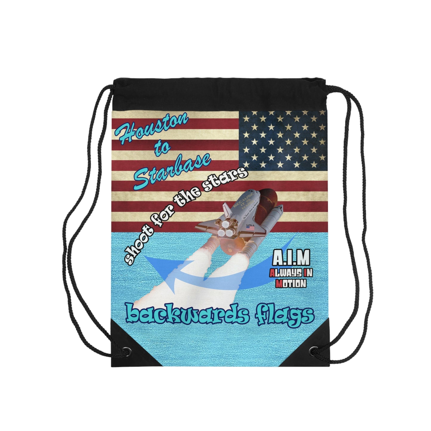 shoot for the stars - Drawstring Bag (faded blue)