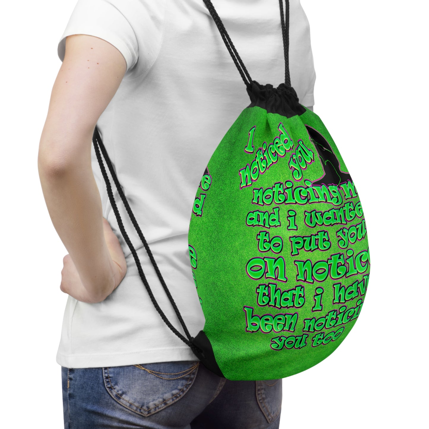 noticed you noticing - Drawstring Bag (green turf)