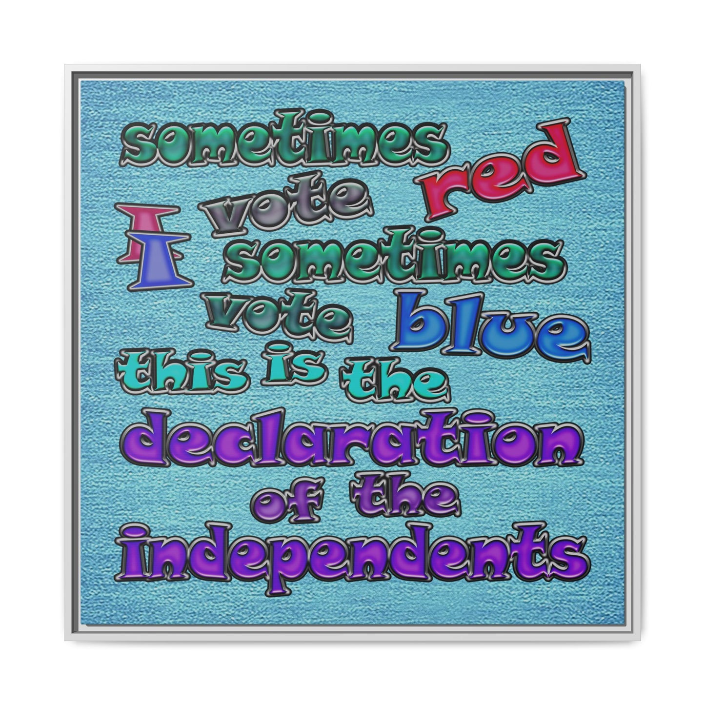 declaration of the independents - framed canvas art (faded blue)