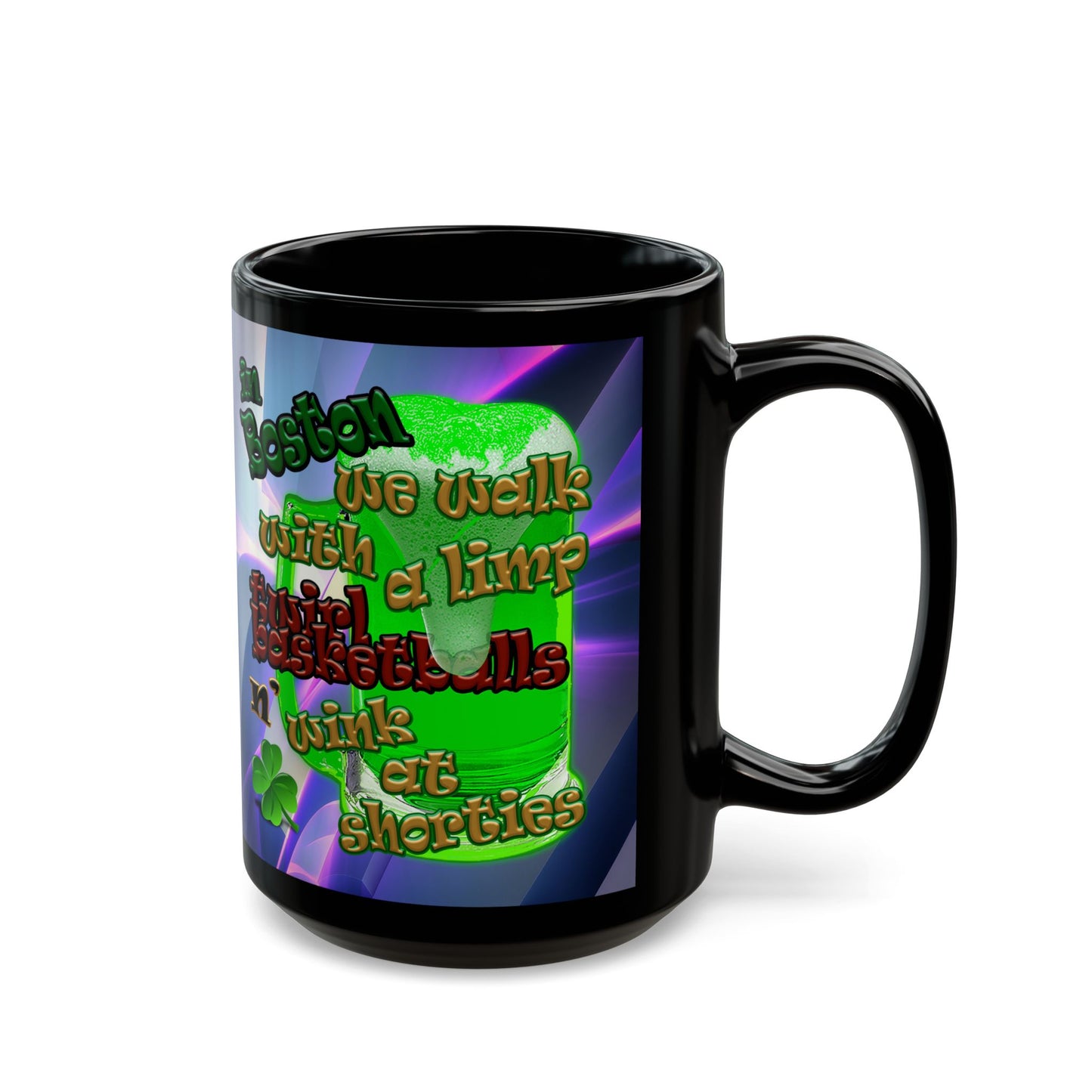 celtics logo - Black Mug (grey-pink wave)