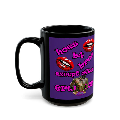 hoes b4 bros - Black Mug (purple)