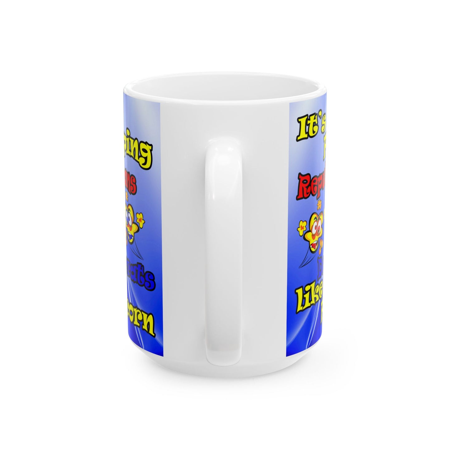 popping like popcorn - White Mug (blue-white wave)