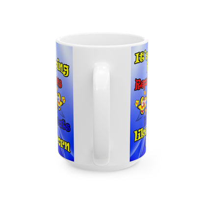 popping like popcorn - White Mug (blue-white wave)