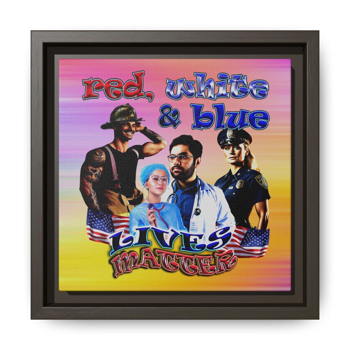 rw&b lives matter - framed canvas art (color blur)