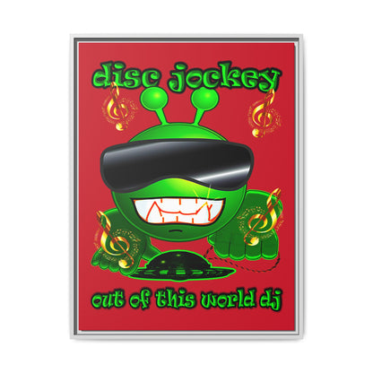 disc jockey - framed canvas art (dark red)